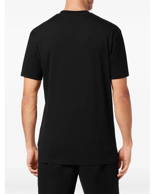 Philipp Plein Black Tiger-Print Logo-Patch T-Shirt for men