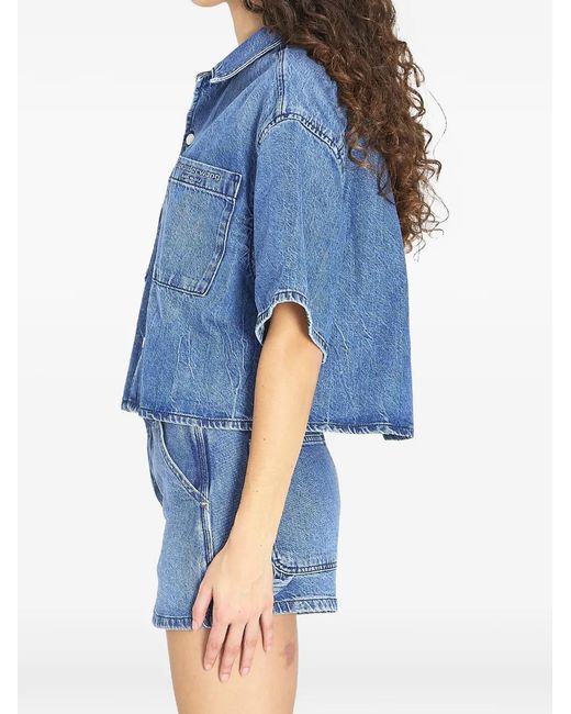 Alexander Wang Blue Patch-Pocket Denim Shirt