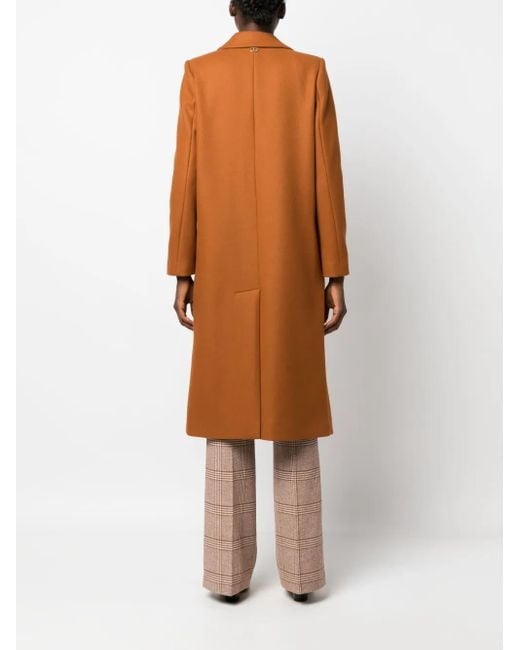 Twinset Brown Single-Breasted Belted Coat