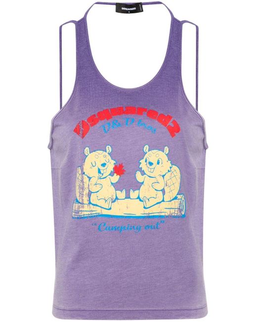 DSquared² Purple Camping Out Tank Top