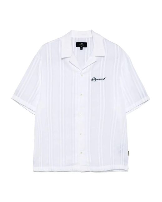 Represent White Embroidered Bowling Shirt for men