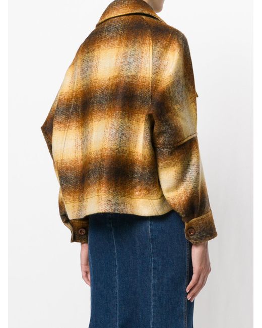 Chloé Blurred Check Jacket in Brown