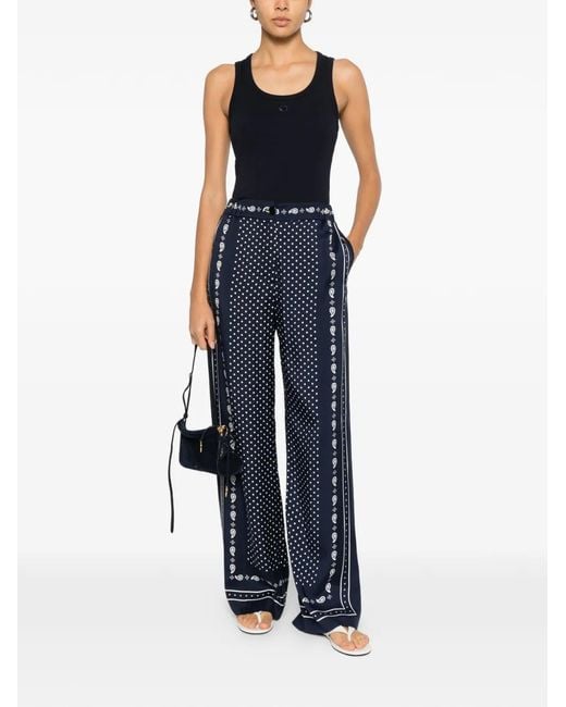 Maje Blue Printed Fluid Trousers