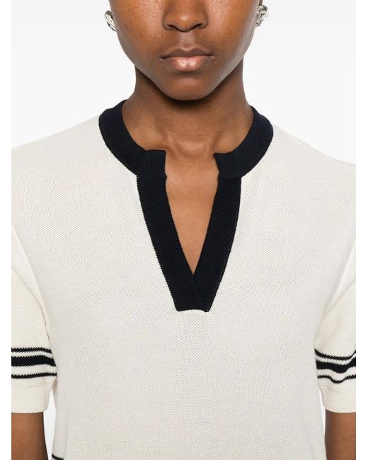 N°21 White V-Neck Striped Sweater