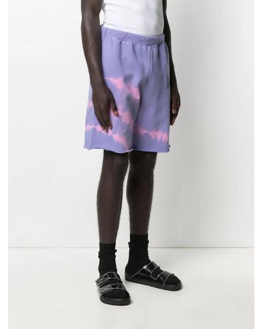 Aries Blue Tie Dye-Print Track Shorts