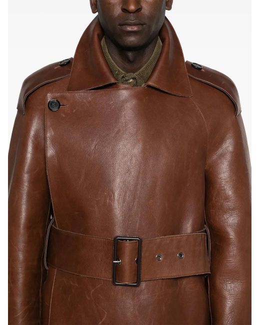 J.W. Anderson Brown Leather Trench Coat for men