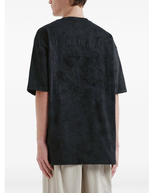 AFTERMATHS Black Logo-Embroidered Acid-Wash T-Shirt for men