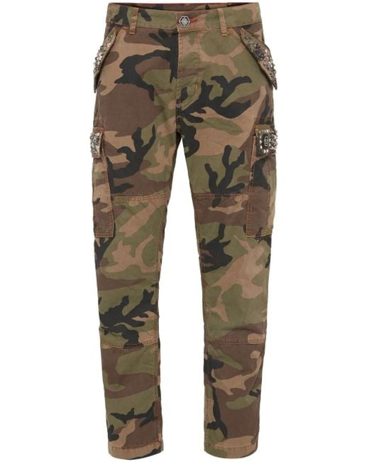 Philipp Plein Green Stud-Embellished Jeans for men