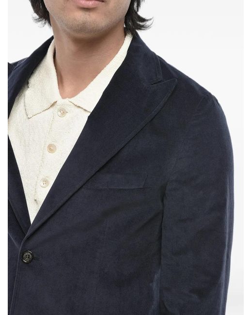 Paolo Pecora Blue Single-Breasted Cotton Blazer for men