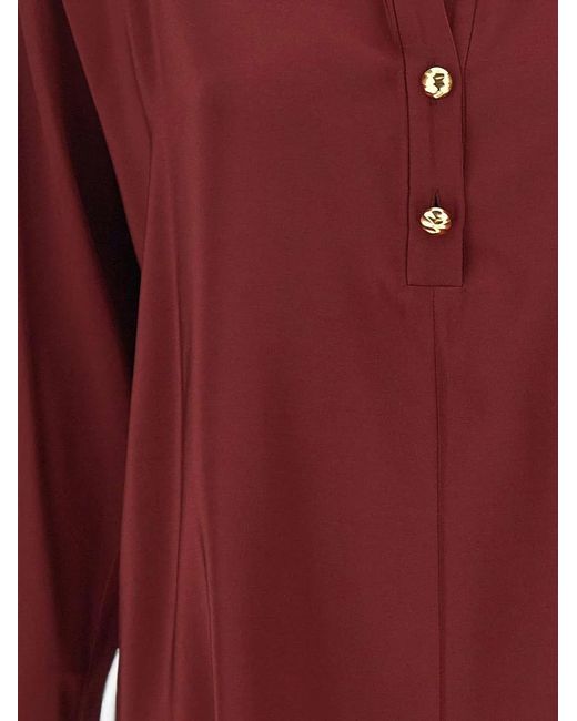 Max Mara Hammered-Button Silk Blouse