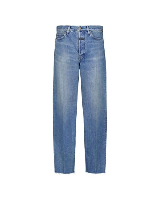 Fear Of God Blue Frayed-Hem Straight-Leg Jeans for men