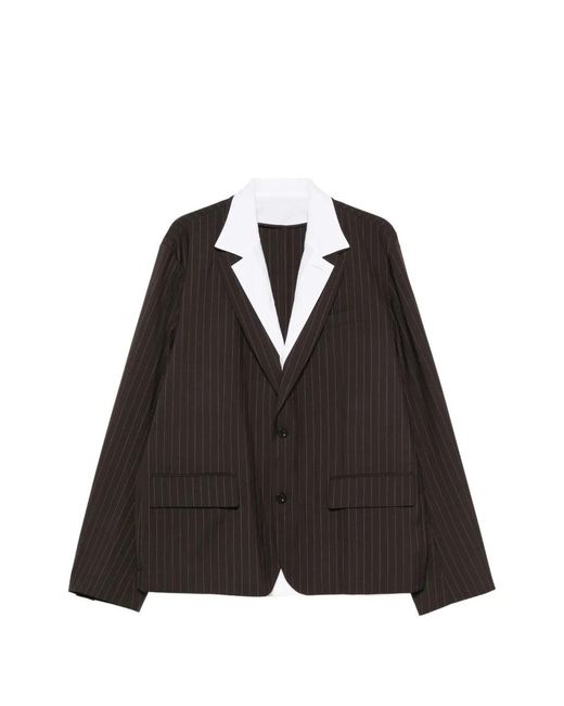 Sacai Black Stripe-Pattern Blazer for men