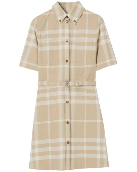 Vestido camisero a cuadros característicos Burberry de color Natural