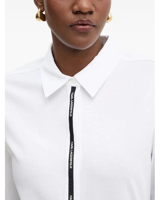 Karl Lagerfeld White Logo-Tape Shirt