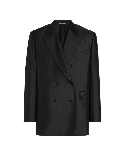 Dolce & Gabbana Black Sicilia Light Double-Breasted Silk Twill Jacket for men