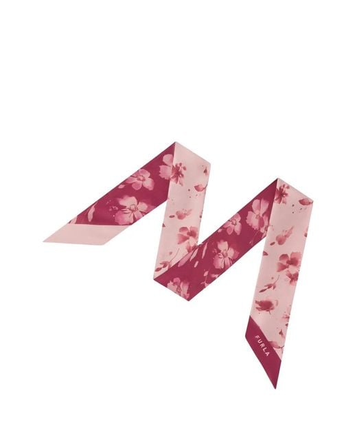 Furla Pink Metropolis Floral-Print Scarf