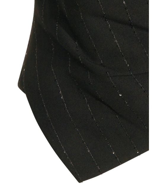 Nissa Black Sequinmed Striped Top