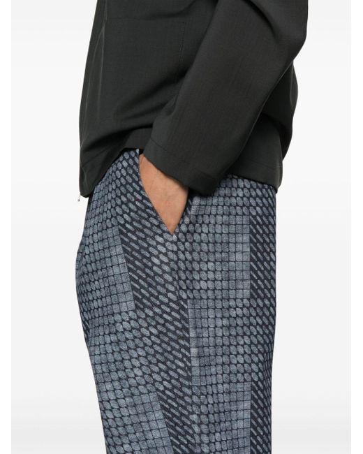 Pierre Louis Mascia Blue Geometric-print Cotton Trousers for men