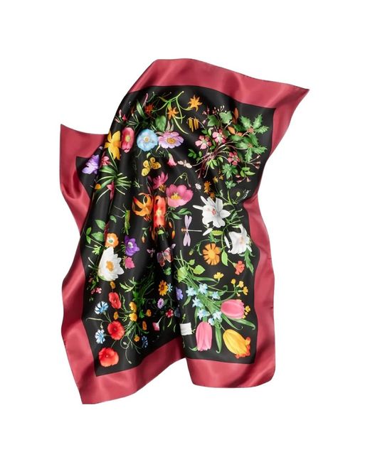 Gucci Red Silk Print Scarf