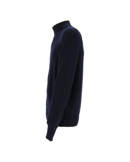 Ballantyne Blue Ribbed-Knit Zip-Up Cardigan for men
