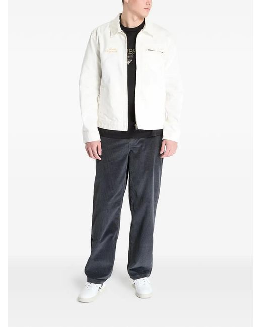 Guess White Veste Zippée À Broderies for men