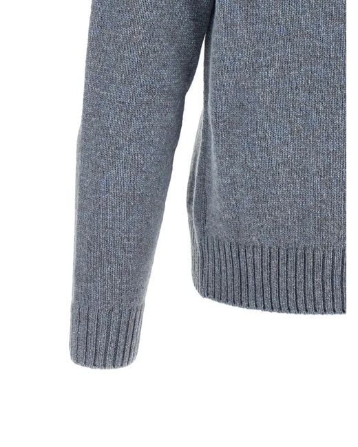 Zanone Blue Zip-Up Virgin Wool Cardigan for men