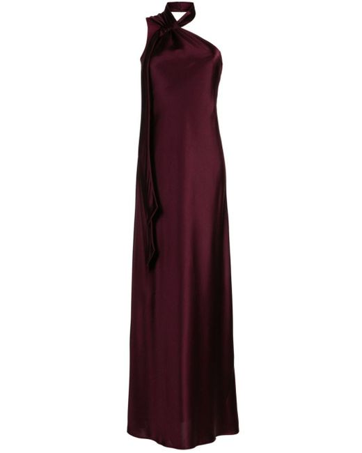 Galvan Purple Ushuaia One-shoulder Satin Gown