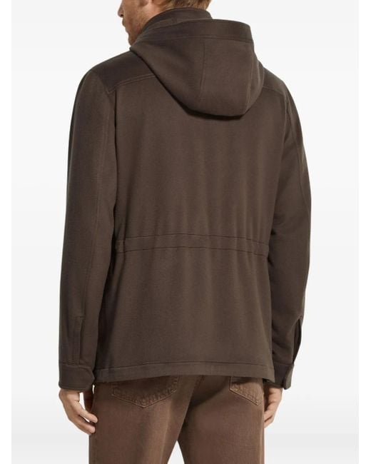 Zegna Brown Oasi Cashmere Hooded Jacket for men
