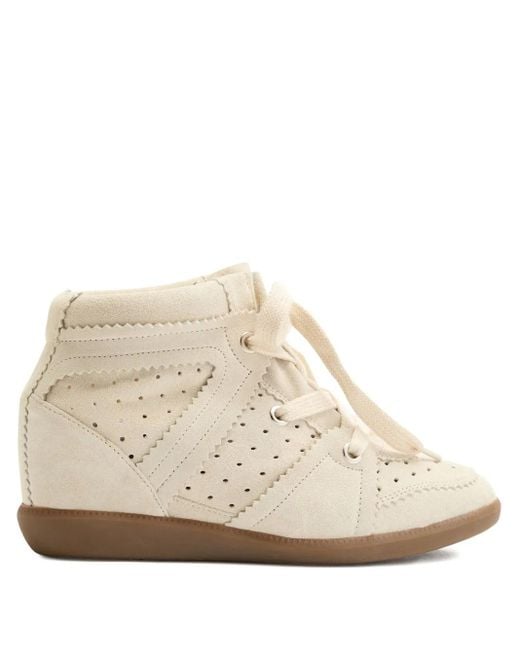 Isabel Marant Natural Bobby Perforated Scalloped-Edge Sneakers