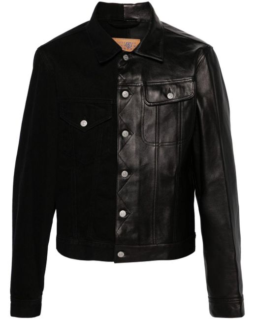 MM6 by Maison Margiela Half-leather Denim Jacket in Black for Men
