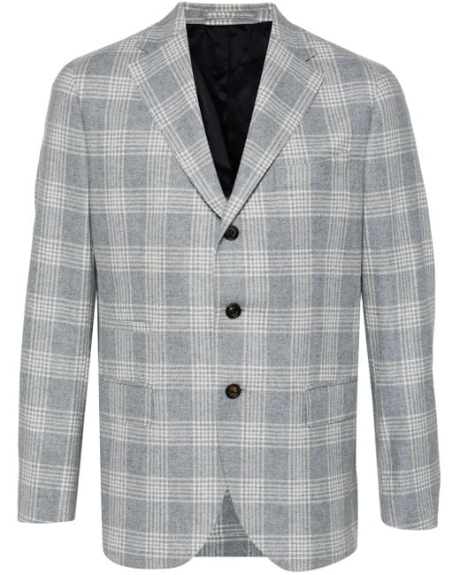 Eleventy Gray Checkered Blazer for men