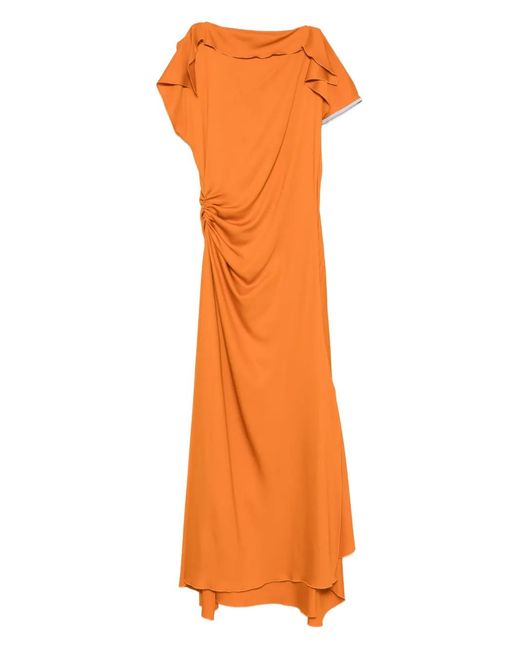 Victoria Beckham Orange Asymmetric Dress