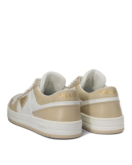 Prada White Downtown Logo-Appliqué Sneakers