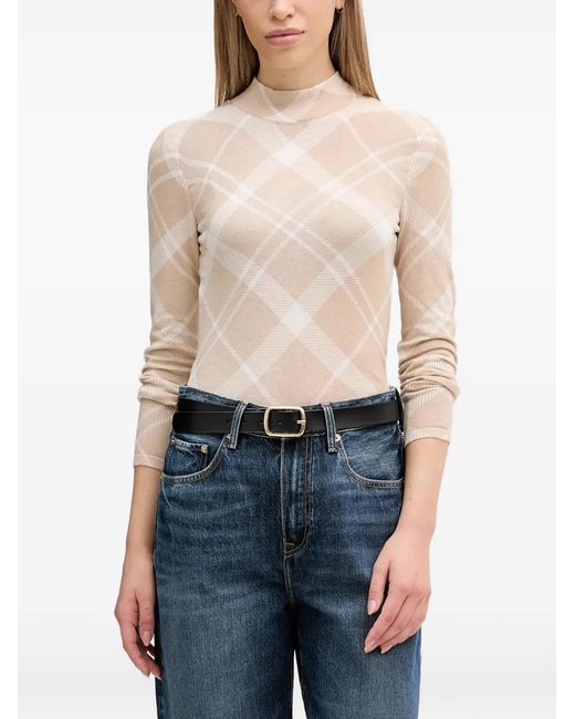 Barbour Blue Savannah Argyle High-Neck Top