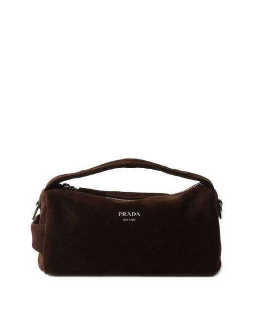 Prada Black Detachable Strap Suede Leather Shoulder Bag for men
