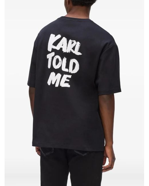 Karl Lagerfeld Black Exclusive Karl Told Me-Print Cotton T-Shirt for men