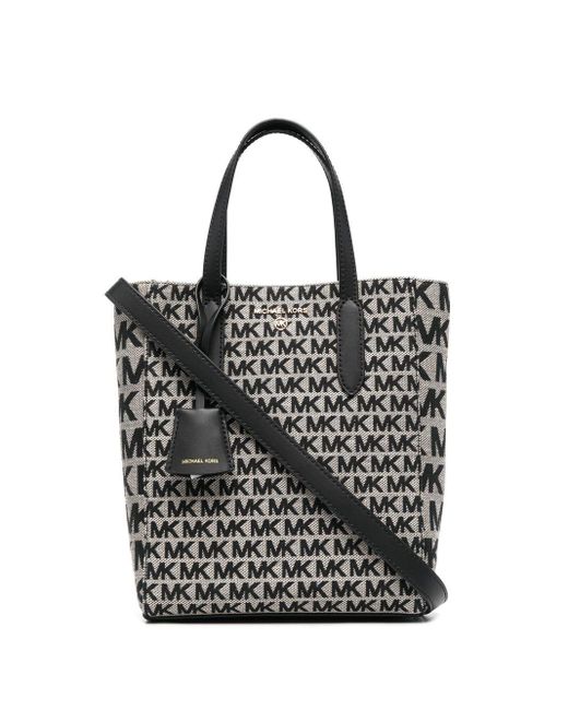 Michael Kors Leather Logojacquard Tote Bag in Black Lyst Australia