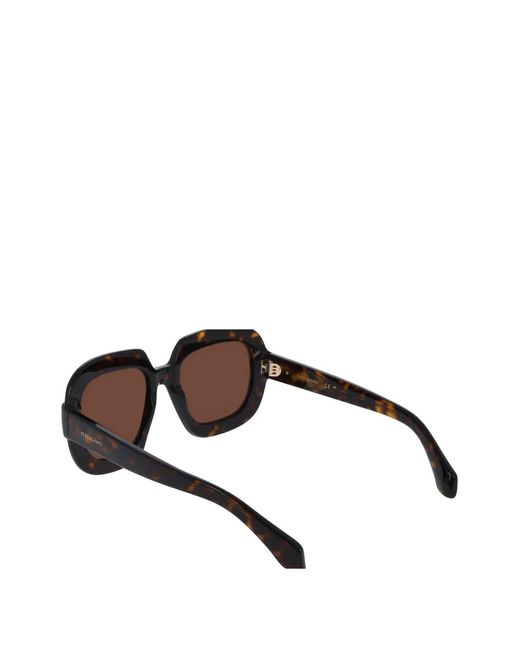 Ferragamo Brown Tortoiseshell-Effect Square-Frame Sunglasses