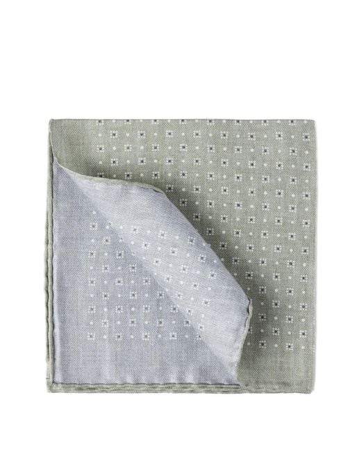 Brunello Cucinelli Gray Geometric-Print Silk Pocket Square for men