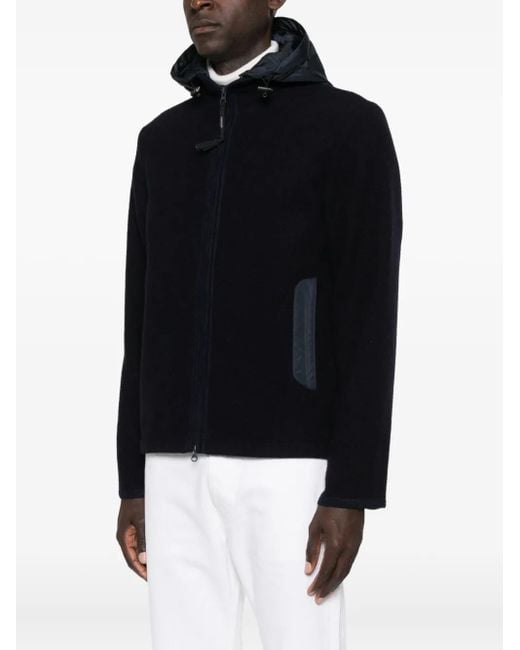 Aspesi Black Wool Hooded Jacket for men