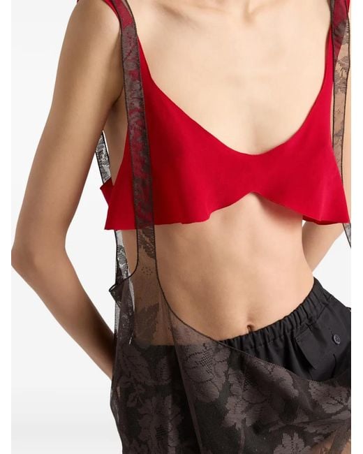 Prada Red Crepe De Chine Top