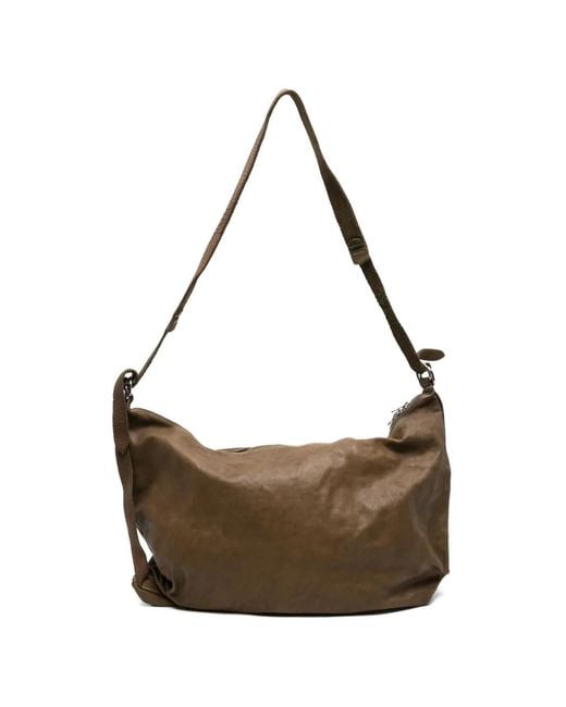 Guidi Brown Leather Messenger Bag for men