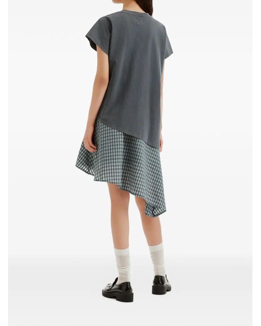 B+ AB Gray Check-Pattern Asymmetric Dress