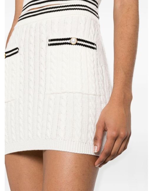 Alessandra Rich White Cable Knitted Mini Skirt