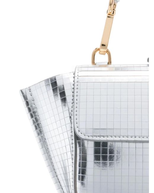 Wandler White Hortensia Grid-Pattern Flap Tote Bag