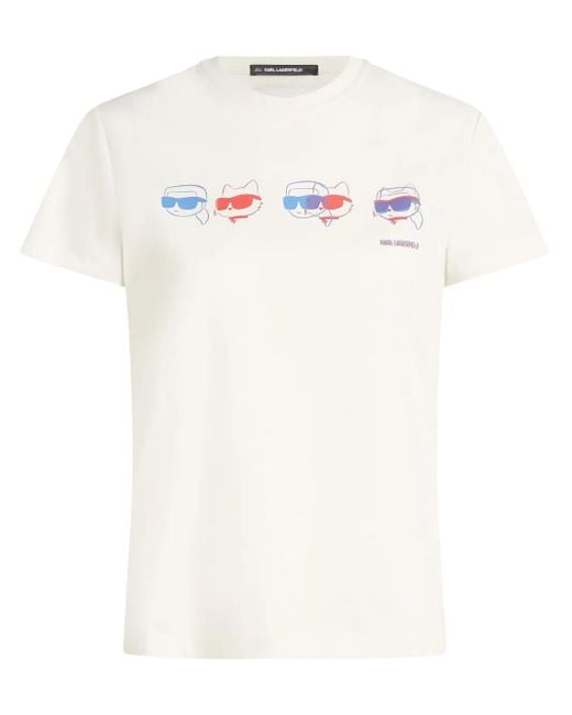 Karl Lagerfeld White Ikon Color-Pop T-Shirt