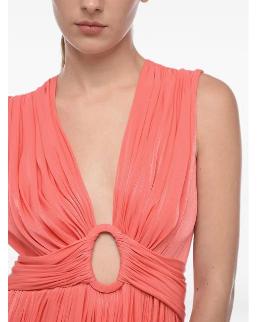 Costarellos Red Draped Cut-Out Maxi Dress
