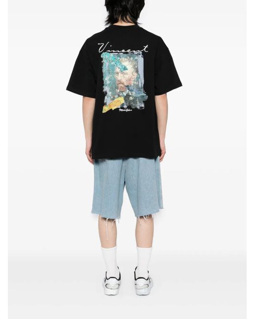 Musium Div. Black Graphic-Print T-Shirt for men