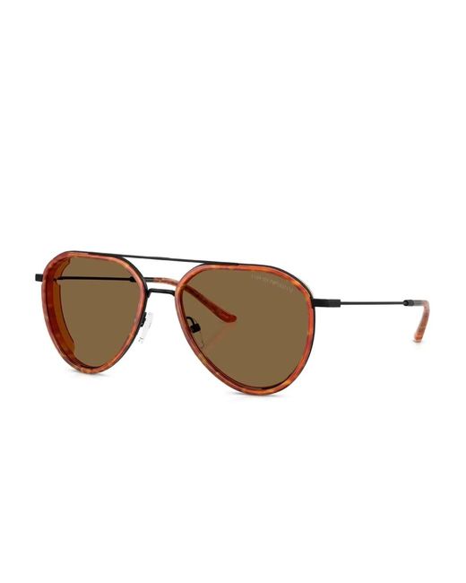 Emporio Armani Brown Double-Bridge Tortoiseshell-Pattern Sunglasses for men