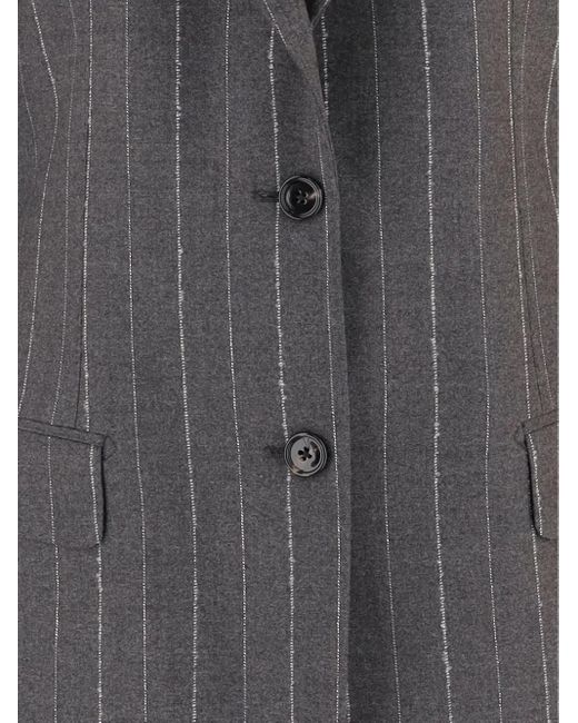 Tagliatore Gray Striped Single-Breasted Blazer